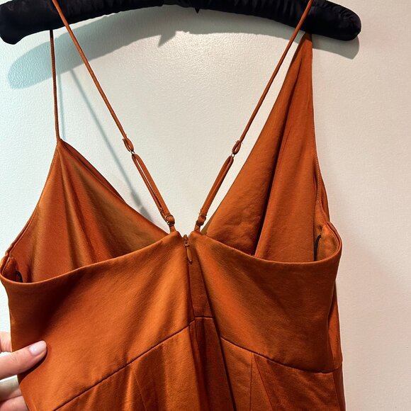 Nordstrom Asymmetrical Cowl Neck Satin Dress - Copper - US6 - Picture 10 of 10